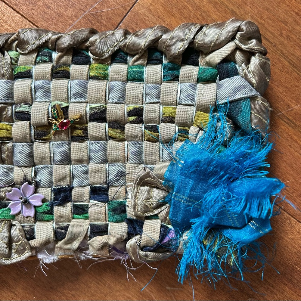 *One-Of-A-Kind* Upcycled Woven Clutch 🍃🌸✨